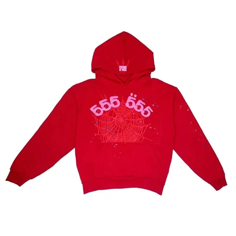 Sp5der Worldwide Red 555 Hoodie Sp5der Hoodie